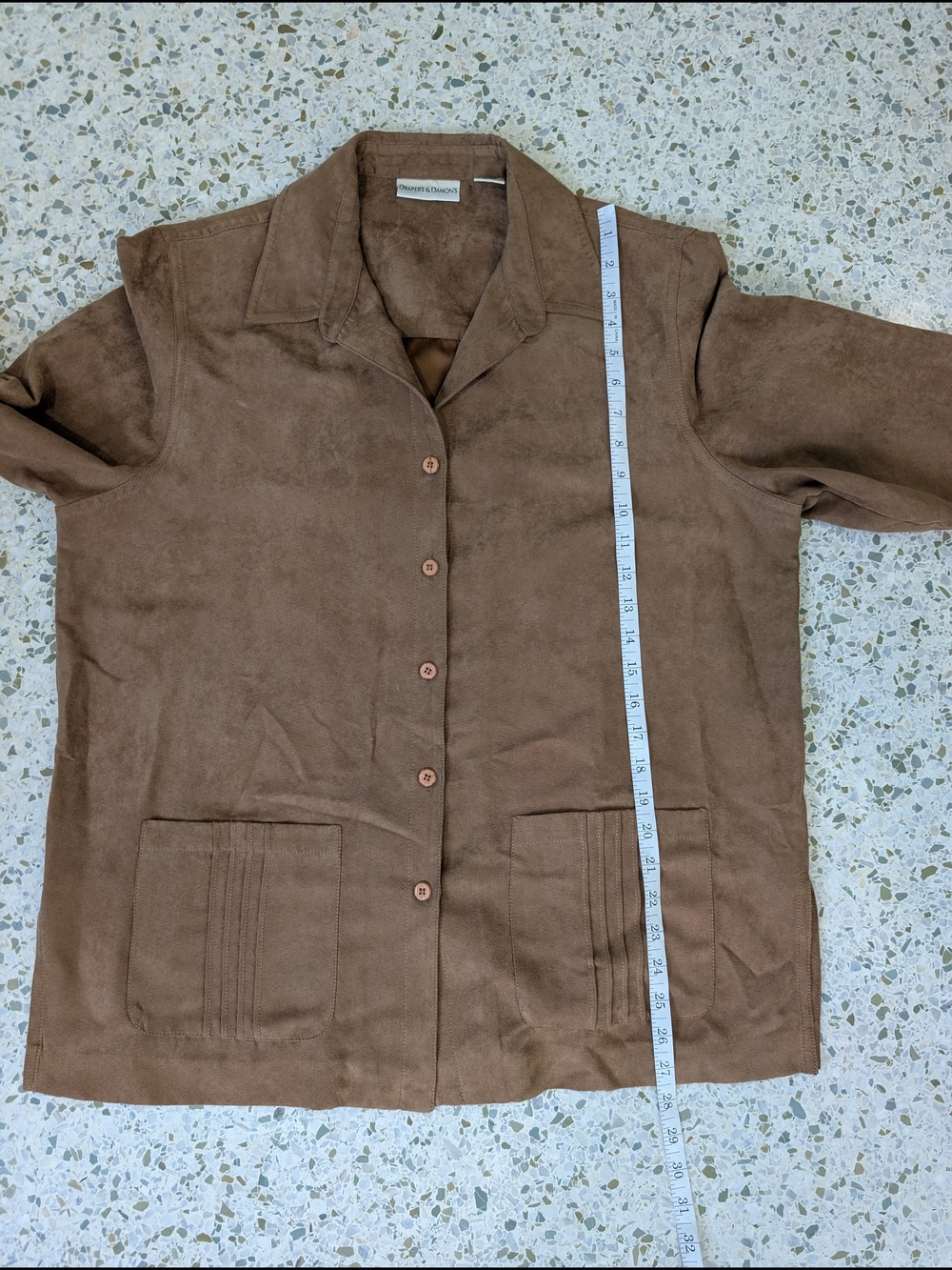 Draper's & Damon's Brown Faux Suede Button-Front Shirt Jacket - Picture 7 of 8